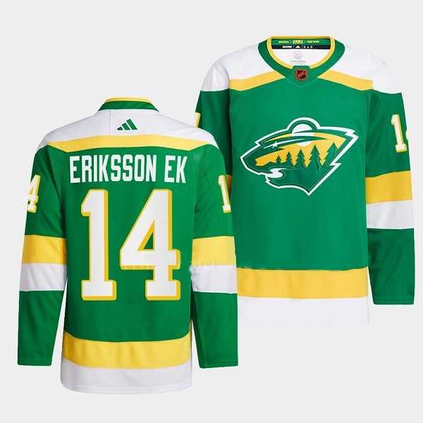 Men%27s Minnesota Wild #14 Joel Eriksson Ek Green 2022-23 Reverse Retro Stitched Jersey->minnesota wilds->NHL Jersey